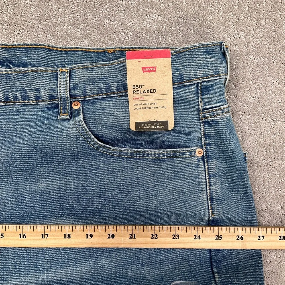 Levis 550 Jeans Mens 48W 27L Blue Relaxed Fit Stretch Denim‎ Striaght Leg High